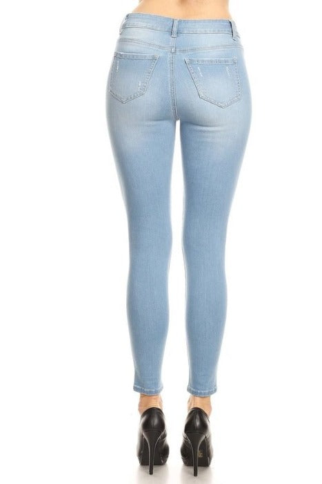 Super Soft Mid Rise Ankle Skinny Jeans - Light Wash - EP3061 – FrouFrou ...